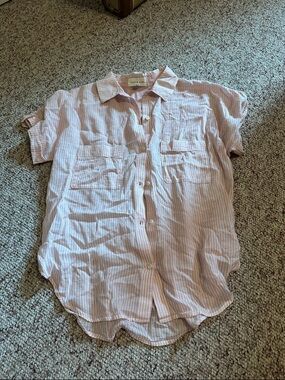 cloth & stone Pink Striped Button-Down Shirt